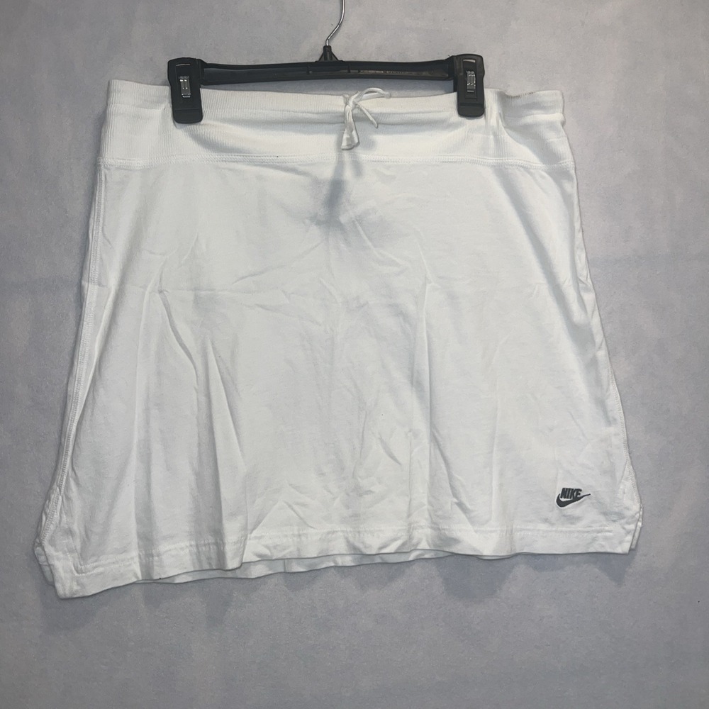 Nike Skirt Large White 100% Cotton 90s Elastic Drawstring Gym Running Tennis